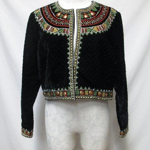 Soft Surroundings Threads of Life Velvet Bolero blazer jacket top NEW Large Lg L